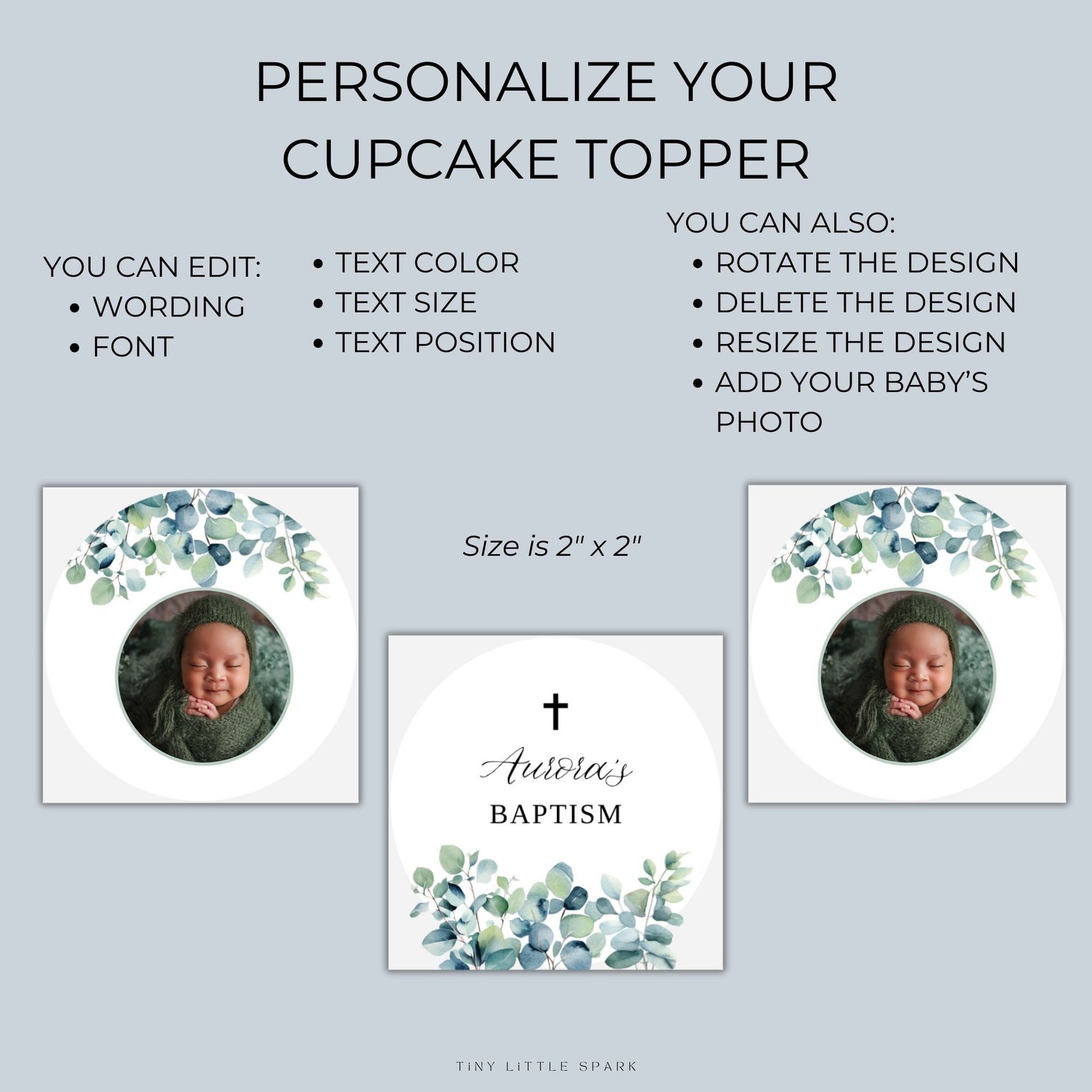 Baptism Cupcake Toppers, Editable Cupcake Template, Baptism Decor ...