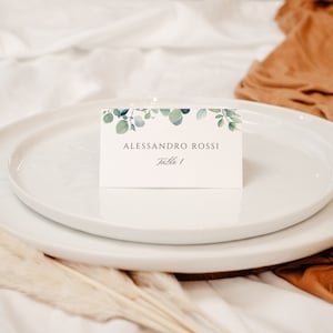 place card Christening Place Card Template | Editable Baptism Printable Template | Seating Cards Baptism Decoration Rustic greenery, GNY001