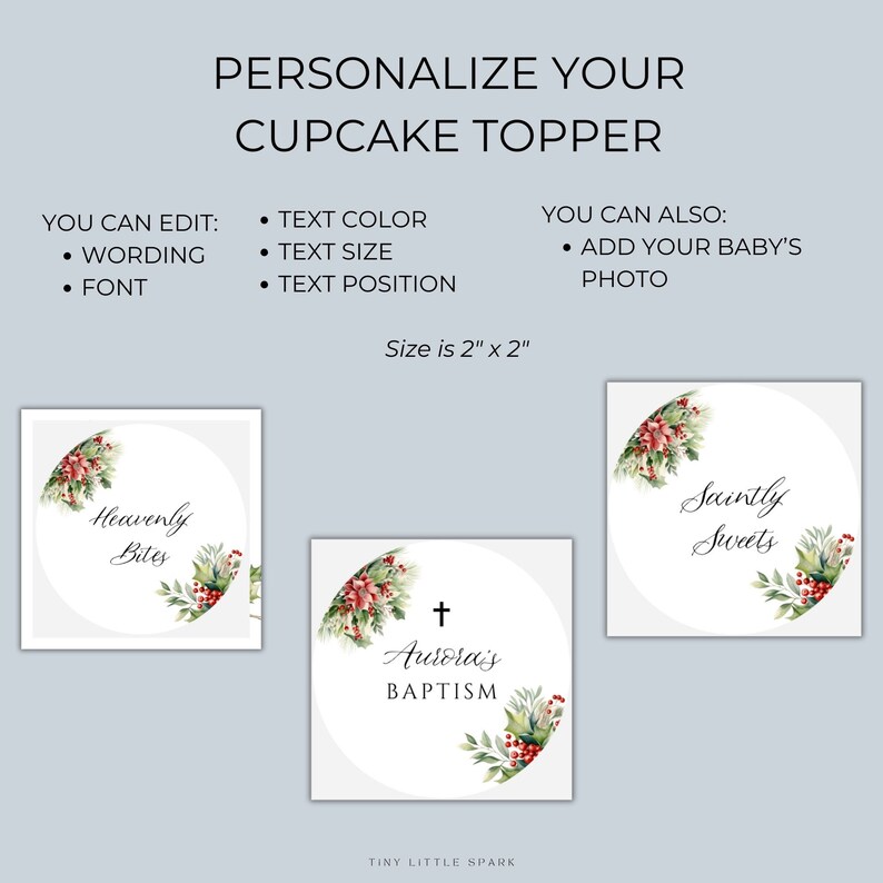 Baptism Cupcake Toppers Printable, Editable Cupcake Template, Baptism ...
