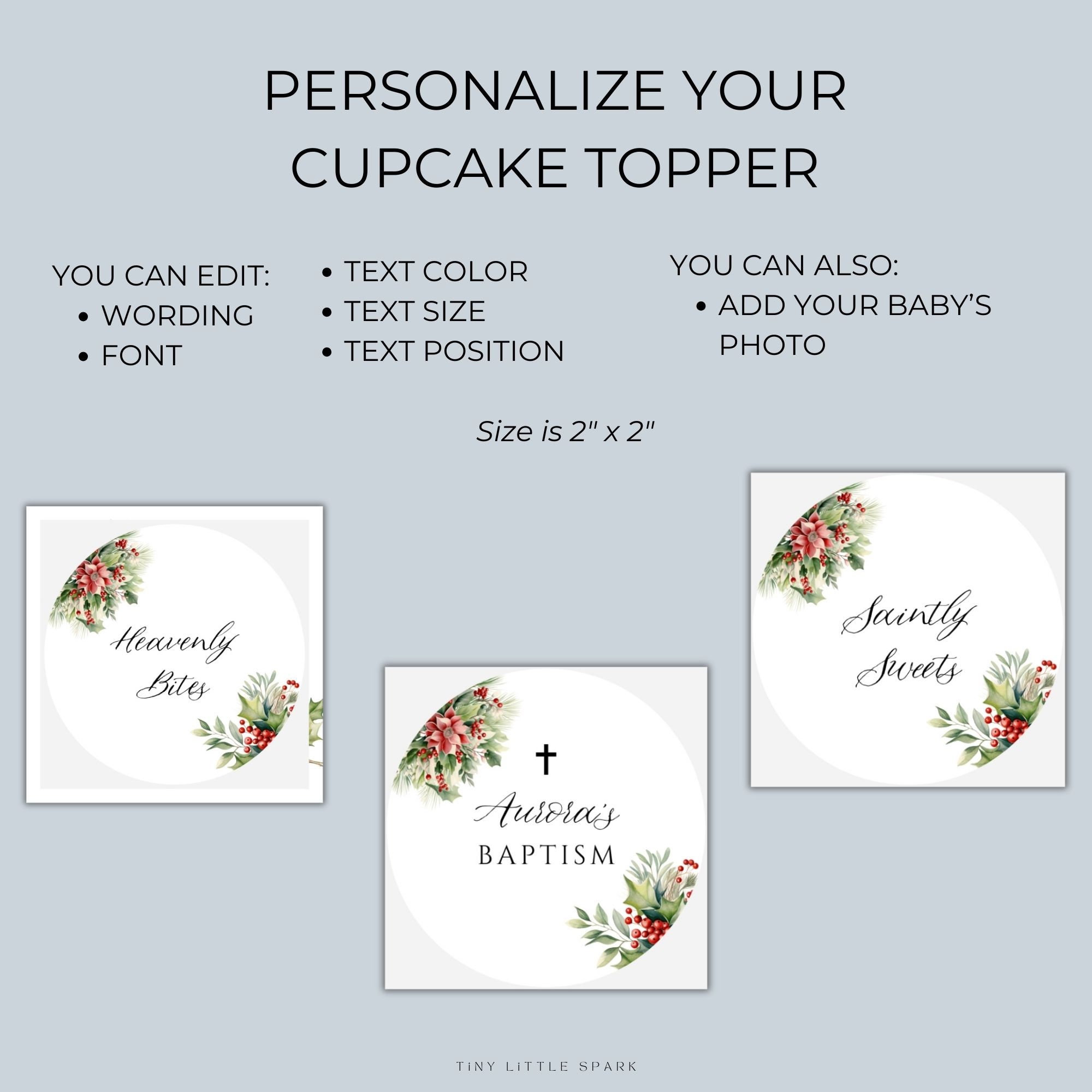 Baptism Cupcake Toppers Printable, Editable Cupcake Template, Baptism ...
