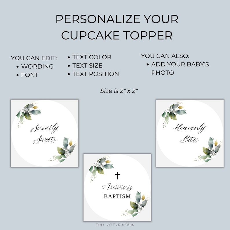 Baptism Cupcake Toppers Printable, Editable Cupcake Template, Baptism ...