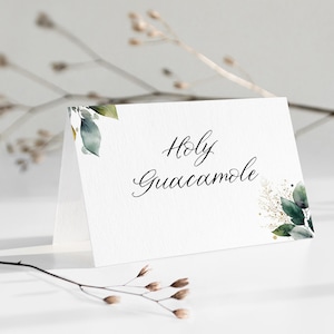 food labels for buffet printable, fall baptism, food sign, food station label, tented food label, 4x6 folded card, Rustic greenery, GDF001