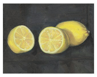 Lemons Contemporary Realism Oil Painting Printable Wall Art Instant Download Digital Downloadable