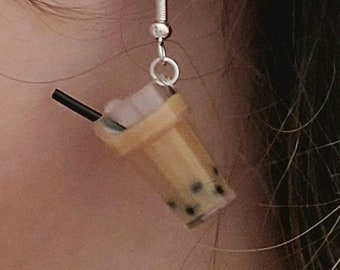 Lindos pendientes de té con leche Boba, pendientes colgantes Kawaii.