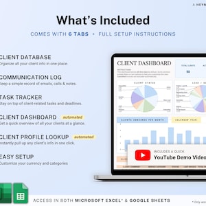 Client Tracker Google Sheets Excel CRM Client Manager Template Small Business Lead Management Spreadsheet Task Tracker Communication Log image 2