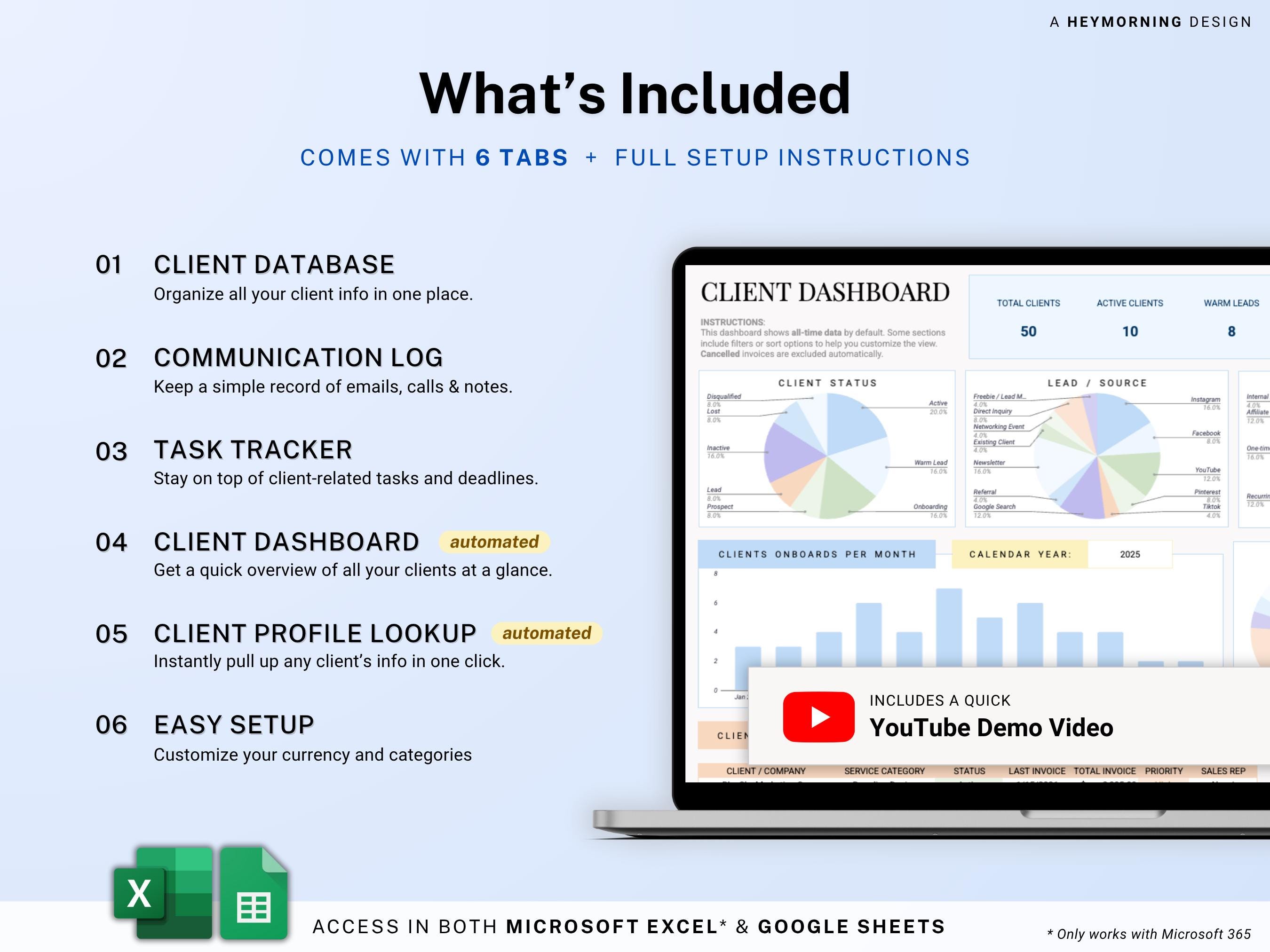 Client Tracker Google Sheets Excel CRM Client Manager Template Small ...