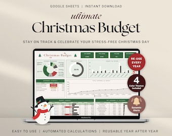 Christmas Budget Planner Google Sheets 2025 Holiday Budget Spreadsheet for Christmas Expense Tracker Holiday Planning Checklist Organizer
