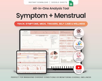 Symptom and Period Tracker Spreadsheet PMDD PMS Symptom Tracker Google Sheets Symptom Medication and Menstrual Cycle Template for Female