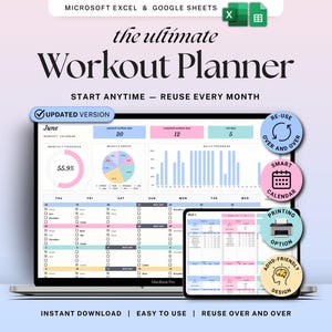 Workout Planner Google Sheets Excel Exercise Tracker Spreadsheet Fitness Planner Gym Checklist Weightlifting Training Calendar Pilates