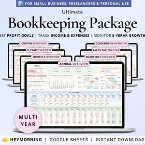 Foglio di calcolo per la contabilità delle piccole imprese Fogli Google Modello di contabilità Tracker di entrate e spese Freelancer Pianificatore fiscale Tracker di profitti e perdite