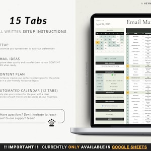 Email Content Calendar Spreadsheet Email Marketing Planner Google Sheets Email Newsletter Schedule Template Digital Email Ideas Organizer image 2