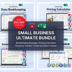 Small Business Bundle Inventory Tracker Excel Pricing Calculator for Handmade Business Bookkeeping Spreadsheet Client Invoice Google Sheets