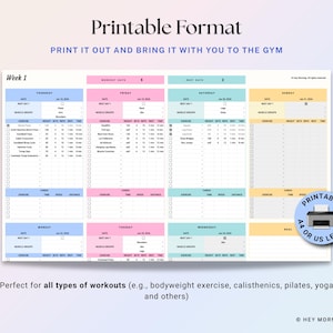 Workout Planner Google Sheets Excel Exercise Tracker Spreadsheet Fitness Planner Gym Checklist Weightlifting Training Calendar Pilates image 6