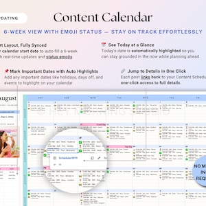 Yearly Social Media Content Calendar Google Sheets Excel Monthly Content Planner for Instagram TikTok Social Media Schedule Spreadsheet image 7