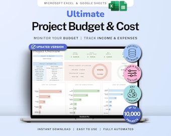 Projektkosten Tracker Tabelle Projektbudget Vorlage Jobkosten Google Sheets Projektmanagement Geschäftseinnahmen und Ausgaben