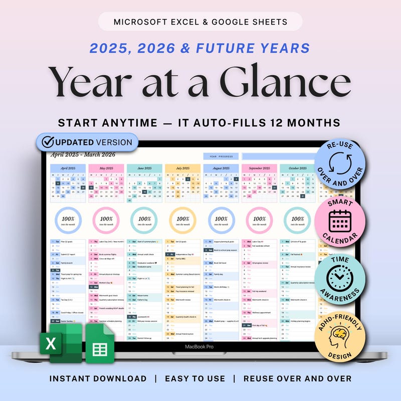 Annual Task Spreadsheet - Etsy