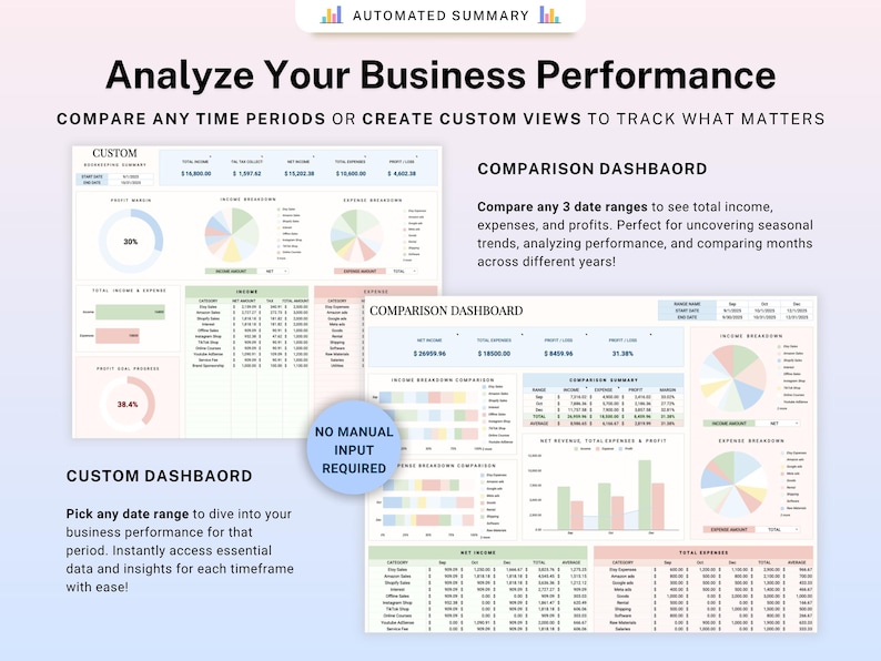 Small Business Bookkeeping Template Income Expense Tracker Google Sheets Excel Profit & Loss Accounting Spreadsheet Self Employed Freelancer image 7