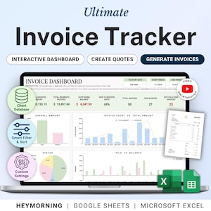 Invoice Tracker Google Sheets Excel Invoice Generator Spreadsheet Small Business Billing Payment Tracker Client Invoice Manager Invoicing