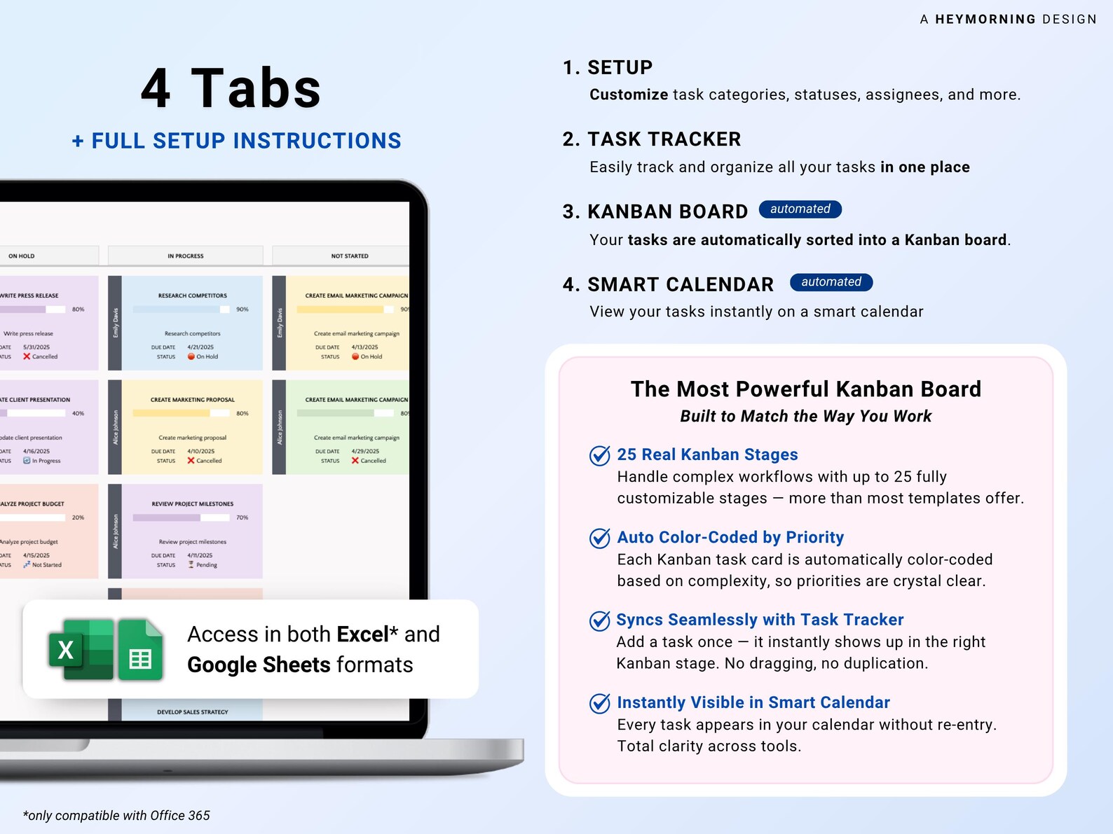 Kanban Board Task Tracker for Business Project Management Google Sheets ...