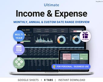 Income Expense Tracker Spreadsheet Personal Finances Planner Business Profit Loss Google Sheets Bookkeeping Template Yearly Budget Tracker
