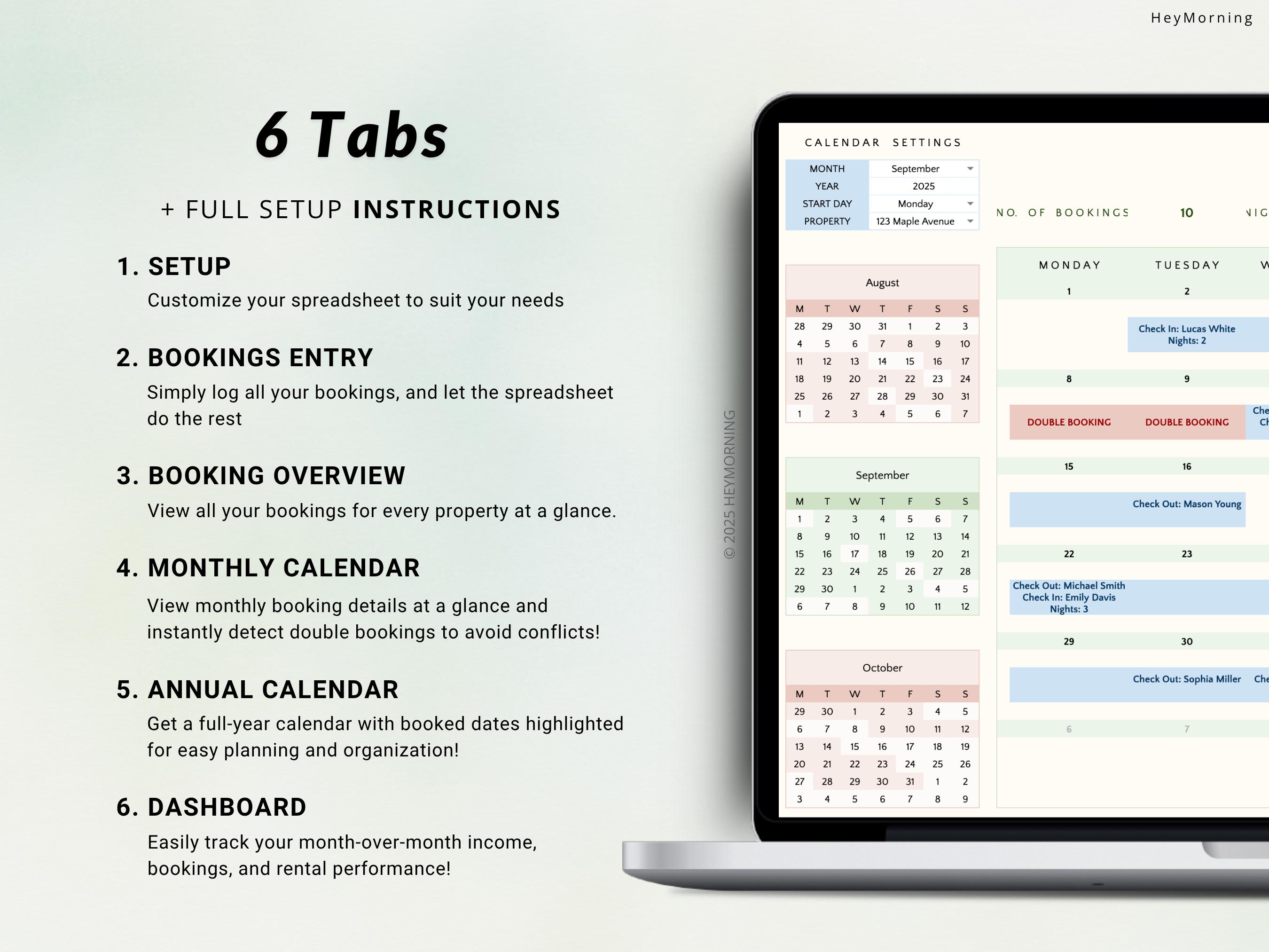 Airbnb Booking Calendar Spreadsheet Hotel Reservation Tracker Google ...