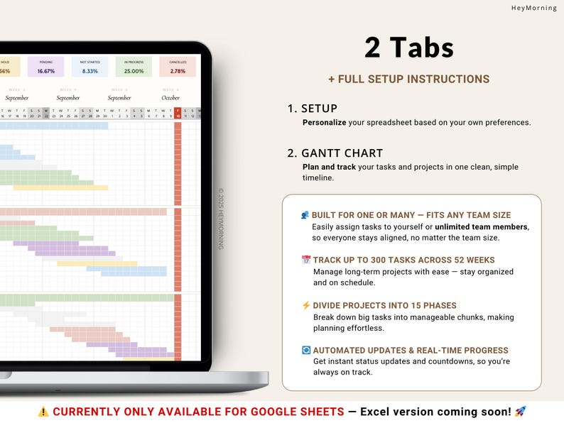 Project Timeline Tracker Gantt Chart Google Sheets Project Planner Task ...