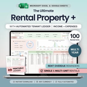 Rental Property Bookkeeping Google Sheets Landlord Spreadsheet Multi Property Income and Expense Tracker Excel Tenant Tracker Rent Payment