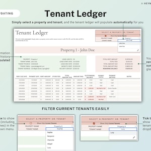 Spreadsheet huurbetalingen Huurdersgrootboek Google Spreadsheets Verhuurder Rent Tracker Huurderstracker Property Rent Tracker Boekhoudsjabloon afbeelding 6