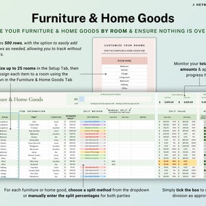Divorce Planner Spreadsheet Asset Division Google Sheets Divorce Financial Settlement Property & Debt Split Separation Agreement Transition image 7