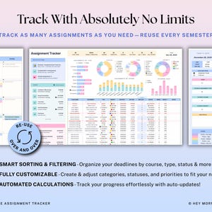 Assignment Tracker Google Sheets Excel Student Planner Spreadsheet School Assignment Homework Organizer Academic Calendar Study Tracker image 7