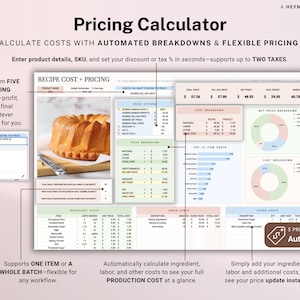 Recipe Cost and Pricing Calculator Spreadsheet for Bakery and Food Business Pricing Tool Google Sheets Excel Cake Ingredient Cost and Profit image 5