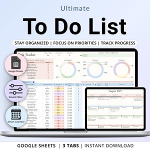 To-Do List Spreadsheet Task Planner Google Sheets Daily Weekly Task Tracker ADHD Digital Planner To Do Checklist Template Monthly Calendar