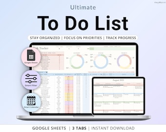 To-Do List Spreadsheet Task Planner Google Sheets Daily Weekly Task Tracker ADHD Digital Planner To Do Checklist Template Monthly Calendar