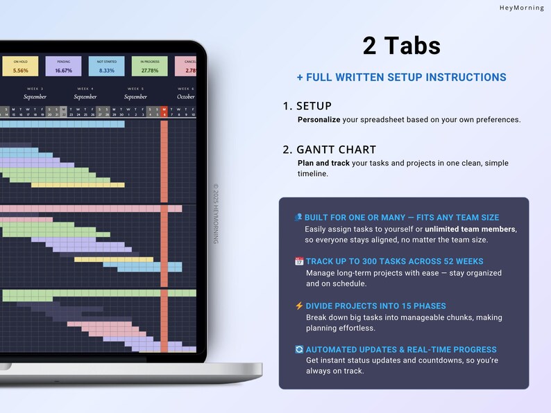 Gantt Chart Google Sheets Template Dark Mode Project Timeline Tracker ...