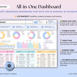 Academic Student Planner Google Sheets Excel University Planner Spreadsheet College Assignment Tracker Class Timetable Degree Planner GPA image 3