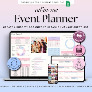 Evenementplanner Spreadsheet voor feestplanning Babyshower Bedrijfsevenement Google Spreadsheets Organisator Budget Leverancier Entertainment Gastenlijst