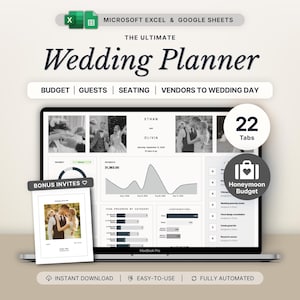 Hoja de cálculo para planificar bodas en Google Sheets Lista de verificación para la planificación de bodas Presupuesto de bodas Gastos en Excel Itinerario de bodas Lista de invitados Lista de tareas pendientes