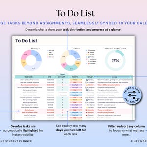 Academic Student Planner Google Sheets Excel University Planner Spreadsheet College Assignment Tracker Class Timetable Degree Planner GPA image 6