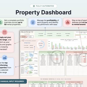 Rental Property Bookkeeping Google Sheets Landlord Spreadsheet Multi Property Income and Expense Tracker Excel Tenant Tracker Rent Payment image 5