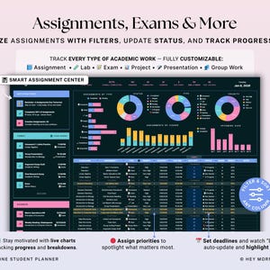 Student Planner Spreadsheet Dark Mode Assignment Tracker Google Sheets ...