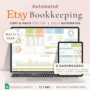 Etsy Seller Bookkeeping Spreadsheet Etsy Accounting Google Sheets Small Business Income Expense Profit Sales Tracker Business Tax Planner