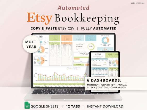 Etsy Seller Bookkeeping Spreadsheet Etsy Accounting Google Sheets Small Business Income Expense Profit Sales Tracker Business Tax Planner