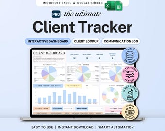 Client Tracker Google Sheets Excel CRM Client Manager Template Small Business Lead Management Spreadsheet Task Tracker Communication Log