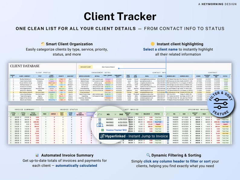 Invoice Tracker Google Sheets Excel Invoice Generator Spreadsheet Small Business Billing Payment Tracker Client Invoice Manager Invoicing image 4