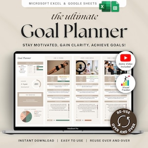 2026 New Years Resolutions Google Sheets Goal Tracker Spreadsheet Yearly Goal Setting Template Excel  SMART Goal Planner Annual Vision Board