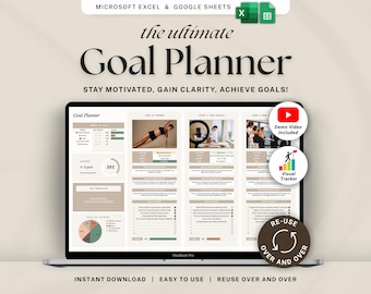 2026 New Years Resolutions Google Sheets Goal Tracker Spreadsheet Yearly Goal Setting Template Excel  SMART Goal Planner Annual Vision Board