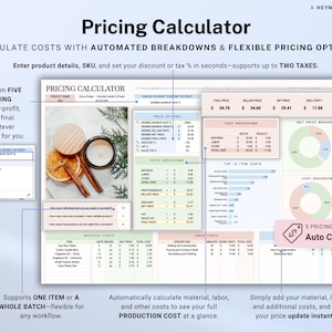 Product Pricing Calculator Spreadsheet Small Business Pricing Template Google Sheets Handmade Product Cost Calculator Excel Profit Margin image 5