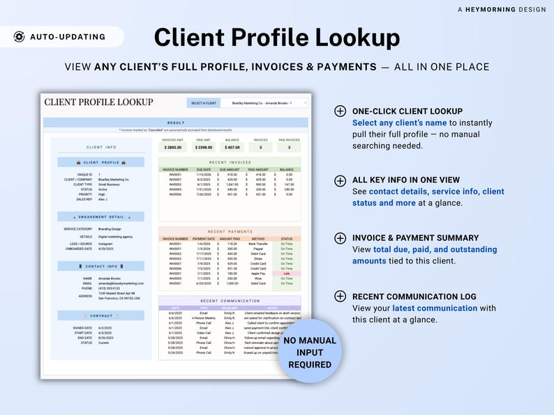 Invoice & Client Tracker Spreadsheet for Small Business CRM Google Sheets Invoice Tracker Generator Excel Lead Management Payment Tracker image 7