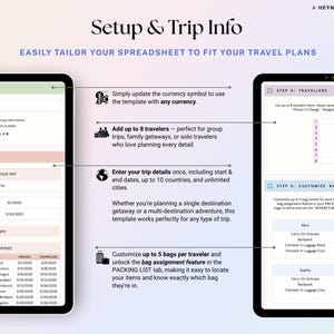 Travel Planner Google Sheets Vacation Planning Spreadsheet Trip Itinerary Travel Budget Tracker Packing List Holiday Checklist Bucket List image 3