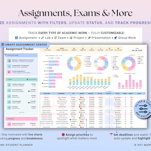 Academic Student Planner Google Sheets Excel Assignment Tracker ...